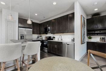 Dining area with kitchen view