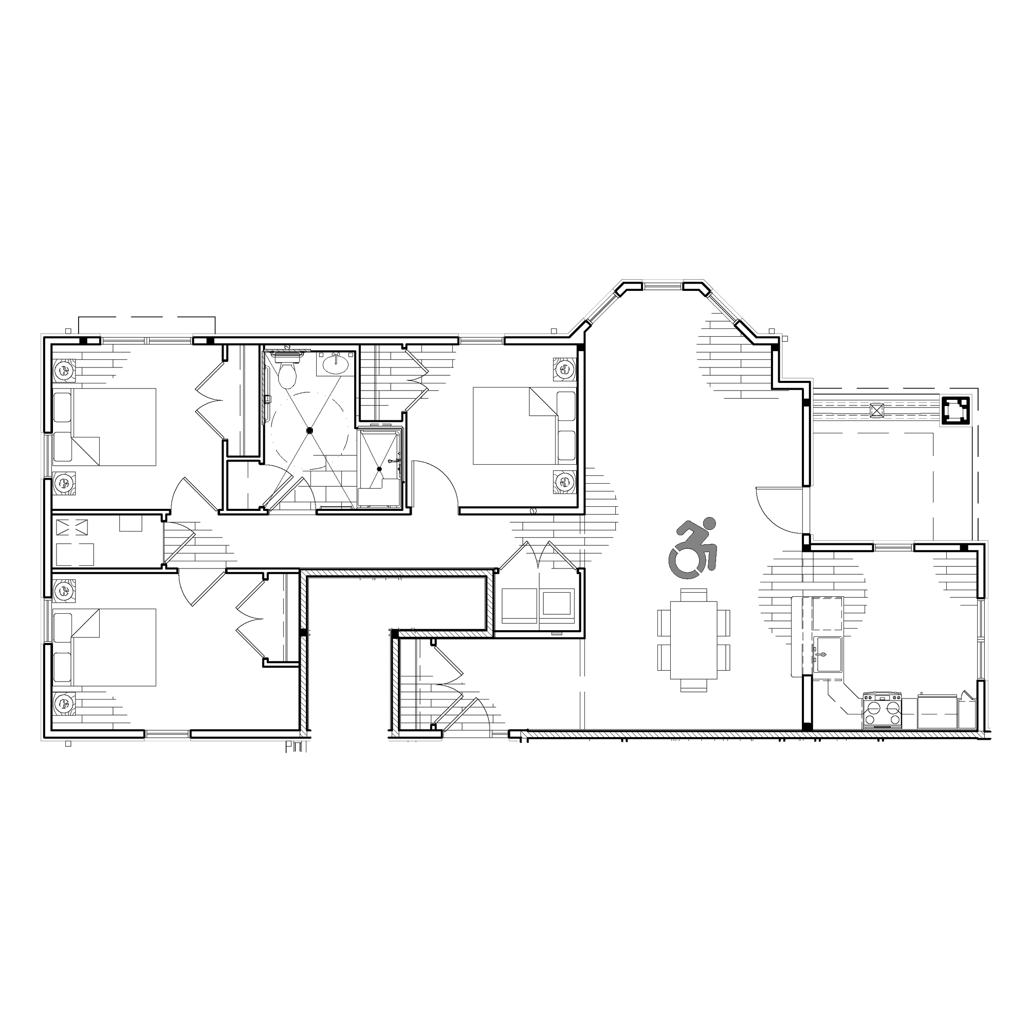 Floor plan for 3 beds, 1 bath, 1214 sqft