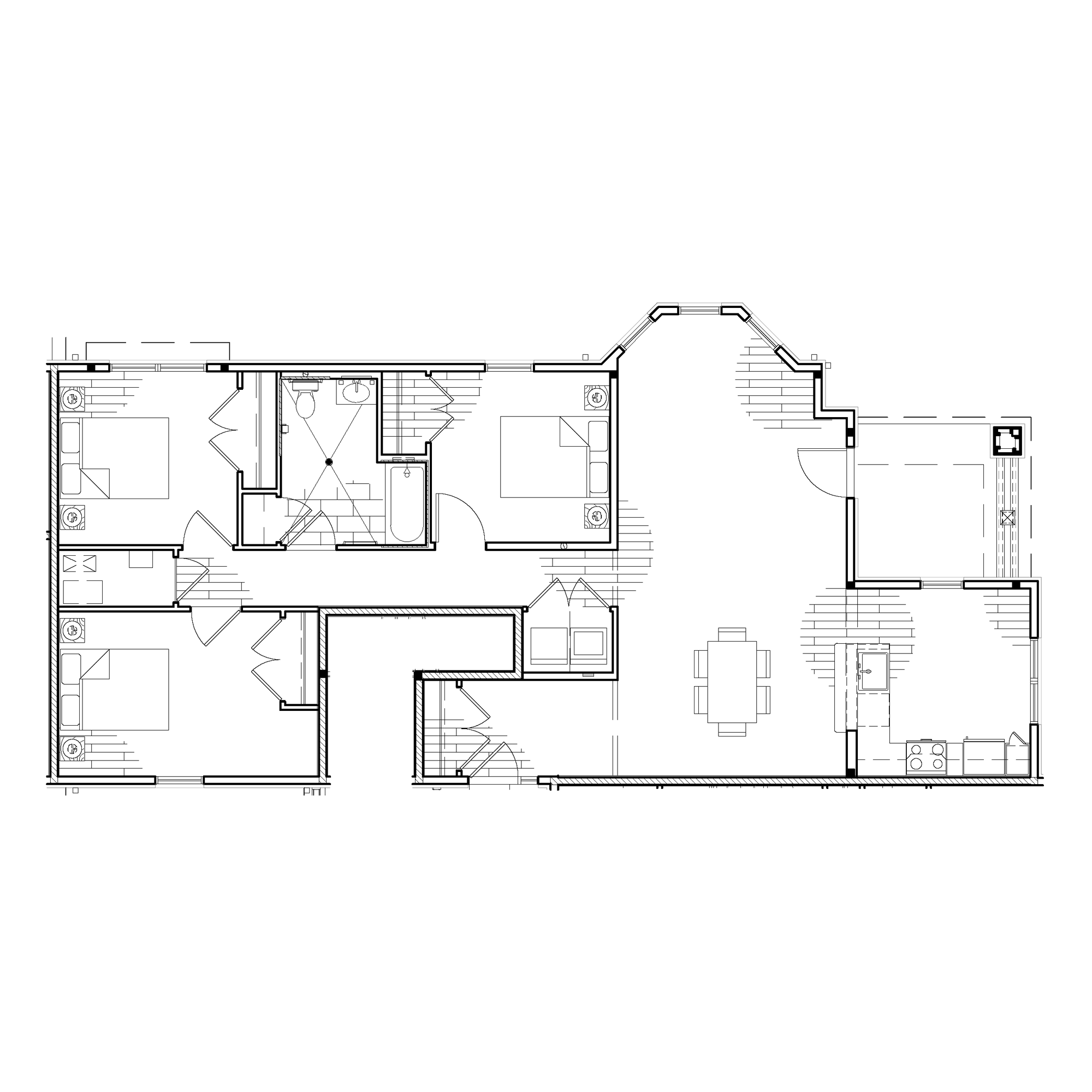 Floor plan for 3 beds, 1 bath, 1214 sqft