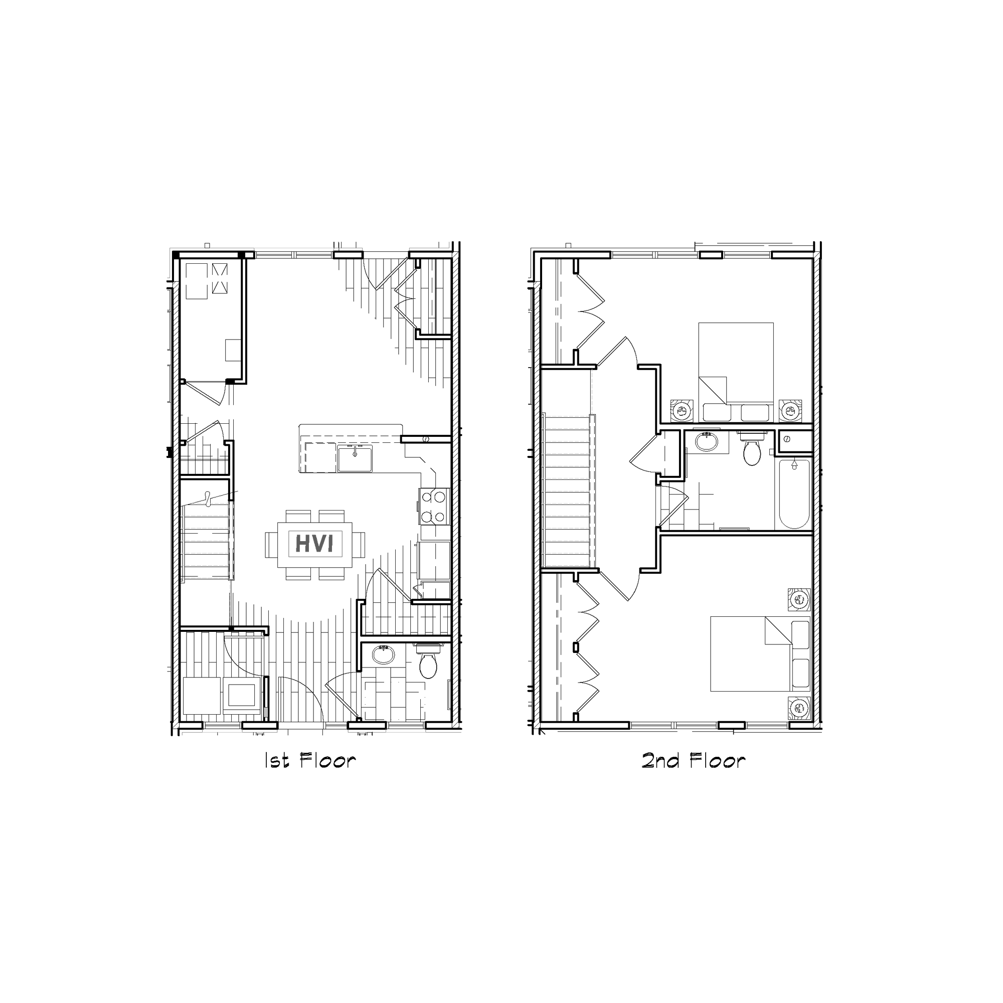 Floor plan for 2 beds, 1.5 baths, 1086 sqft