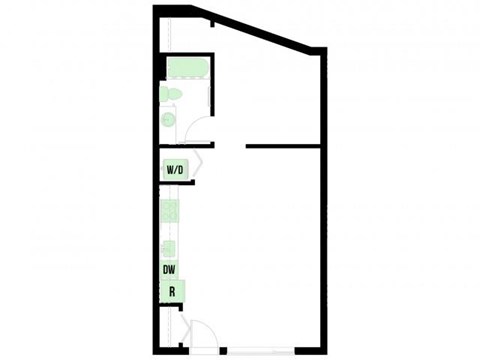 Floor plan for studio, 1 bath, 716 sqft