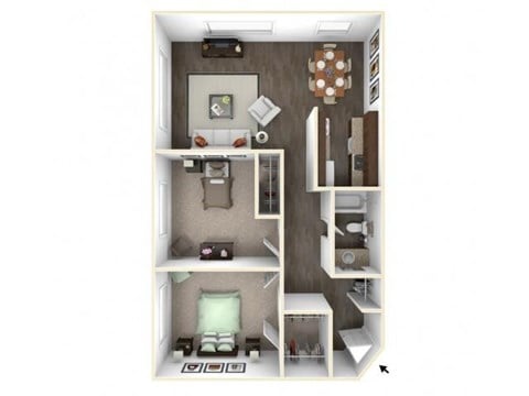 Floor plan for 2 beds, 1 bath, 825 sqft