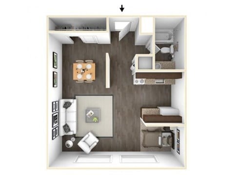 Floor plan for studio, 1 bath, 440 sqft