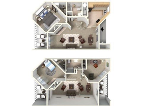 Floor plan for 3 beds, 2 baths, 1317 sqft