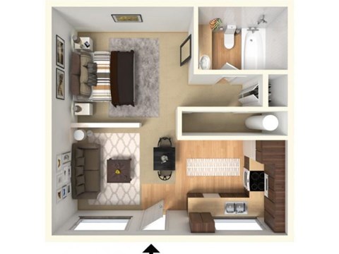 Floor plan for studio, 1 bath, 460 sqft