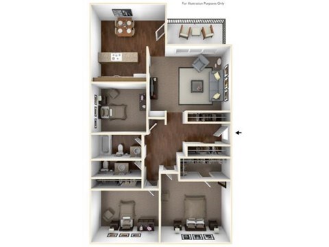 Floor plan for 3 beds, 1.5 baths, 1300 sqft