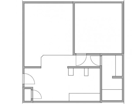 Floor plan for 1 bed, 1 bath, 565 sqft