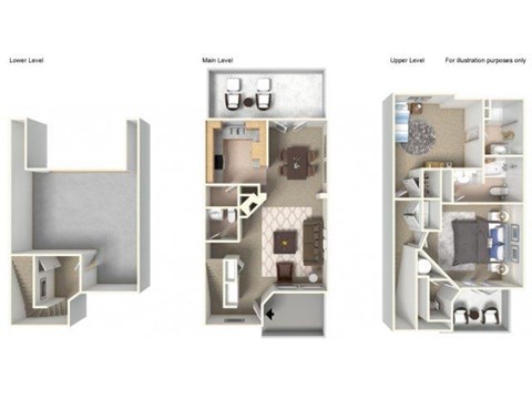 Floor plan for 2 beds, 2.5 baths, 1380 sqft