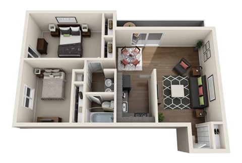 Floor plan for 2 beds, 1.5 baths, 1080 sqft
