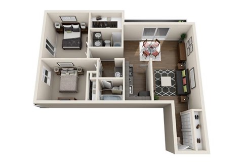 Floor plan for 2 beds, 2 baths, 1080 sqft