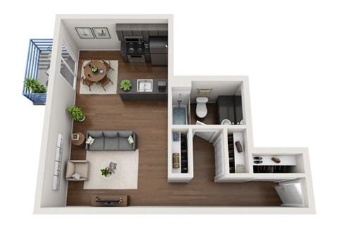 Floor plan for studio, 1 bath, 475 sqft