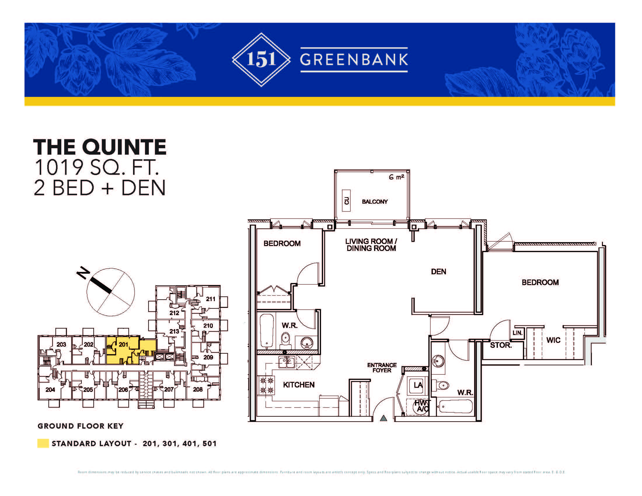 Floor plan for 2 beds, 2 baths, 1019 sqft