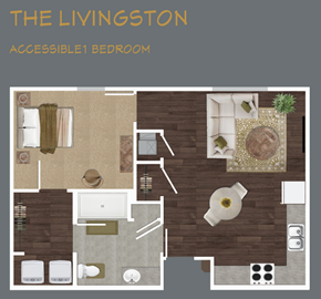 Columbus apartment for rent - a floor plan of a bedroom with a living room