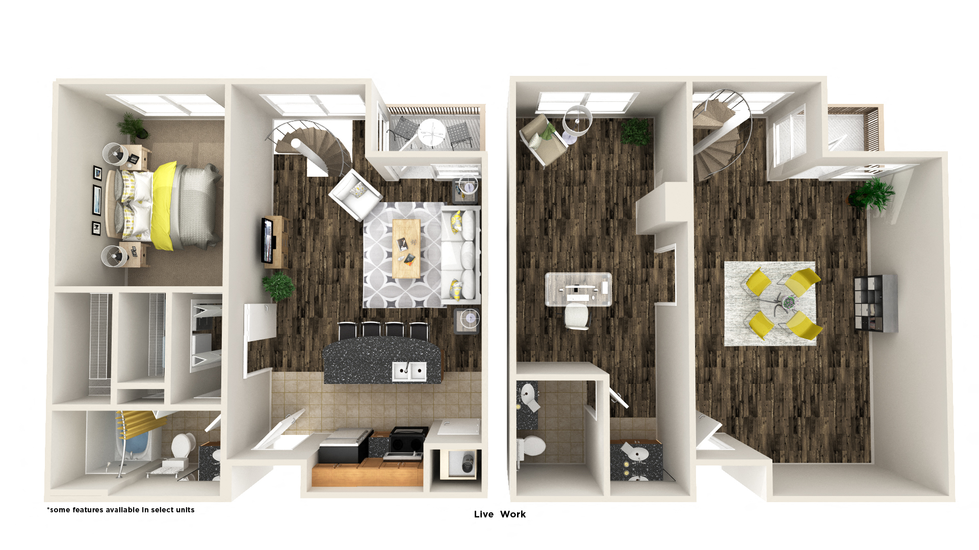 Floor plan for 2 beds, 2 baths, 1602 sqft