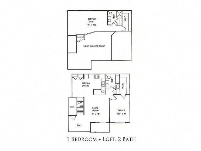 Floor plan for 2 beds, 2 baths, 1440 sqft