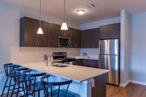 Willow Grove apartment for rent - a kitchen with a counter top and a stainless steel refrigerator