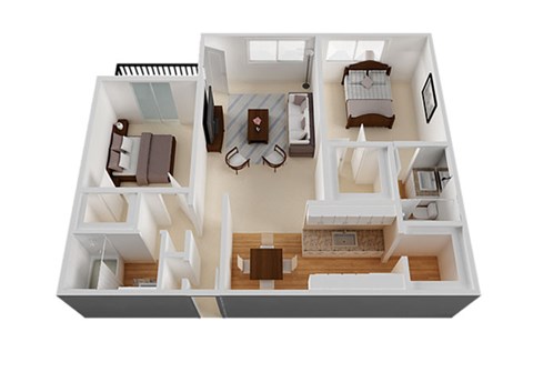 Floor plan for 2 beds, 2 baths, 1020 sqft