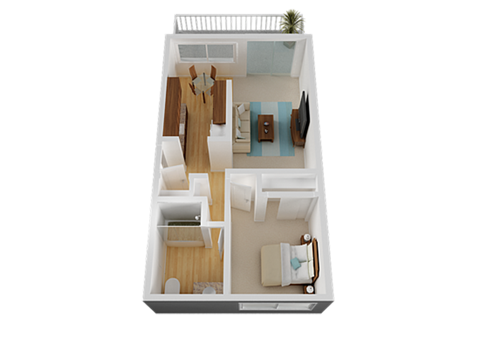 Floor plan for 1 bed, 1 bath, 800 sqft