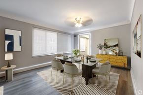 Shaker Heights apartment for rent - A dining room with a table set for six.