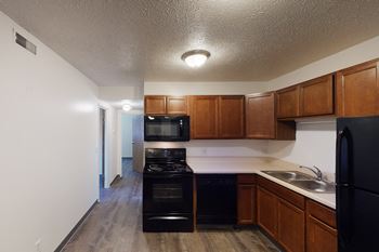 Wooden cabinets and lights