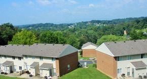 Staunton townhouse for rent - an aerial view of a neighborhood with houses and trees