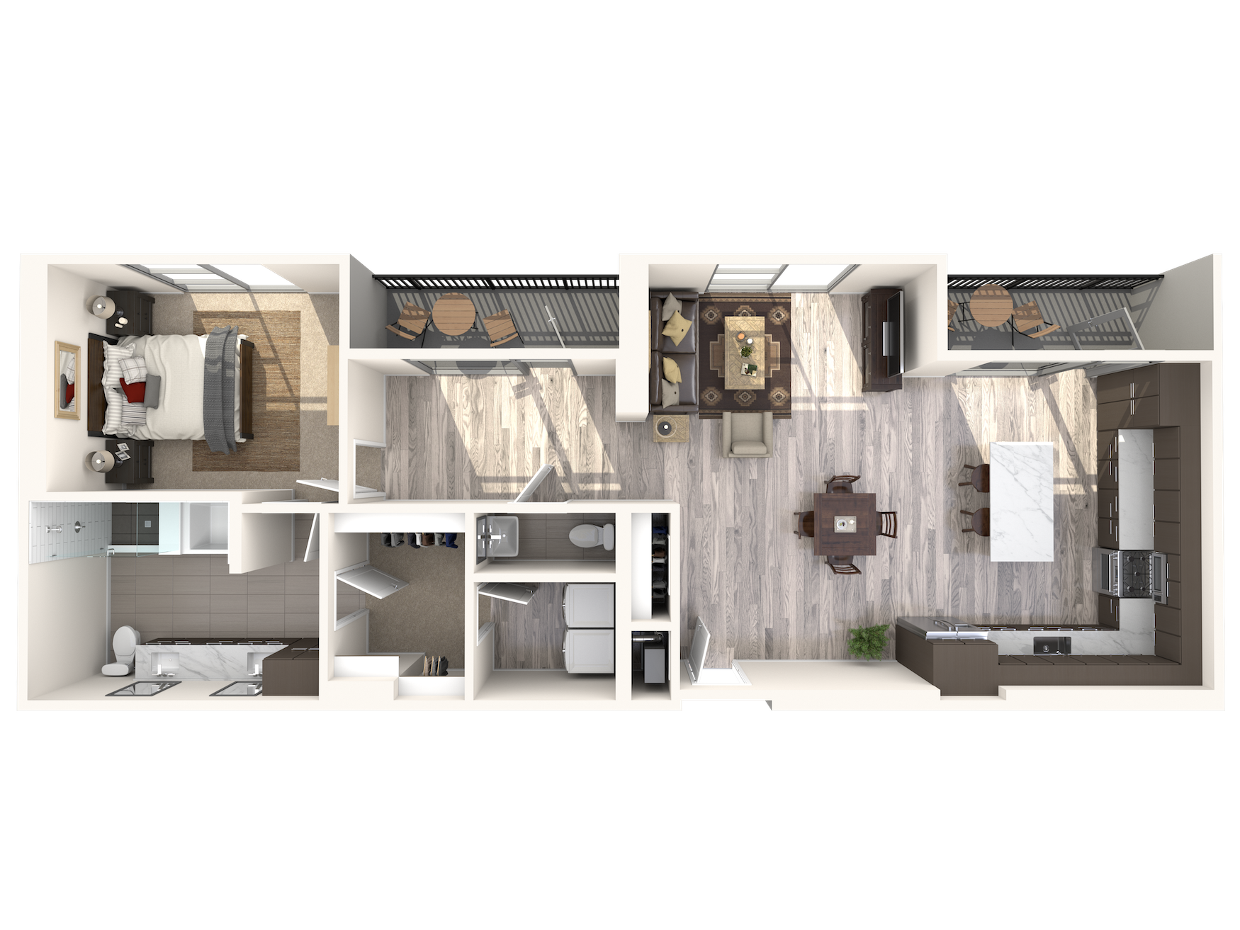 Floor plan for 1 bed, 1.5 baths, 1188 sqft