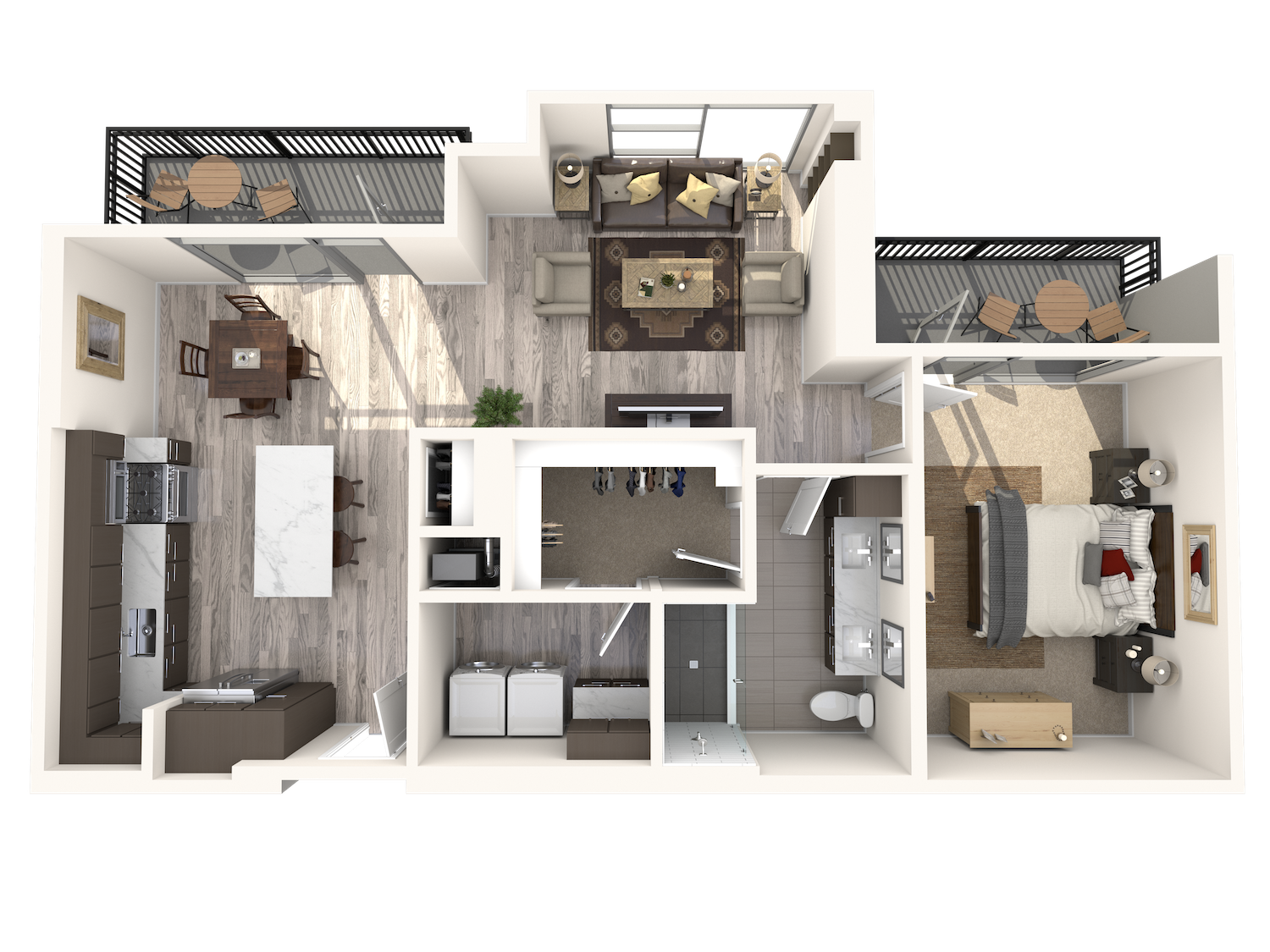 Floor plan for 1 bed, 1 bath, 955 sqft