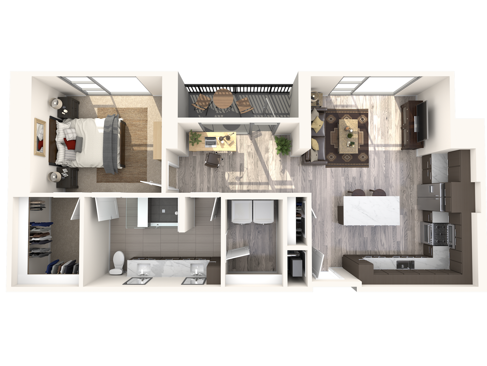 Floor plan for 1 bed, 1 bath, 1012 sqft