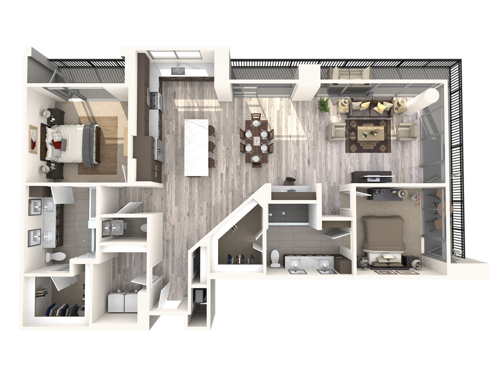 Floor plan for 2 beds, 2.5 baths, 1765 sqft