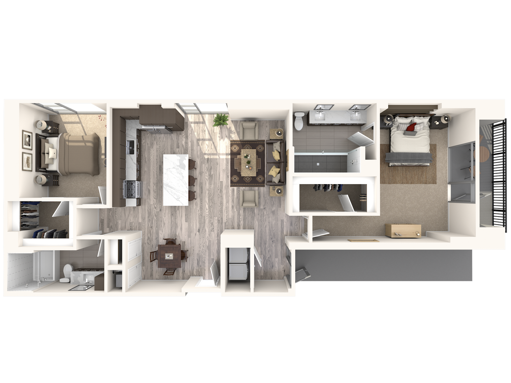 Floor plan for 2 beds, 2 baths, 1475 sqft