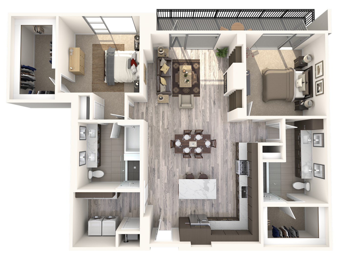 Floor plan for 2 beds, 2 baths, 1478 sqft