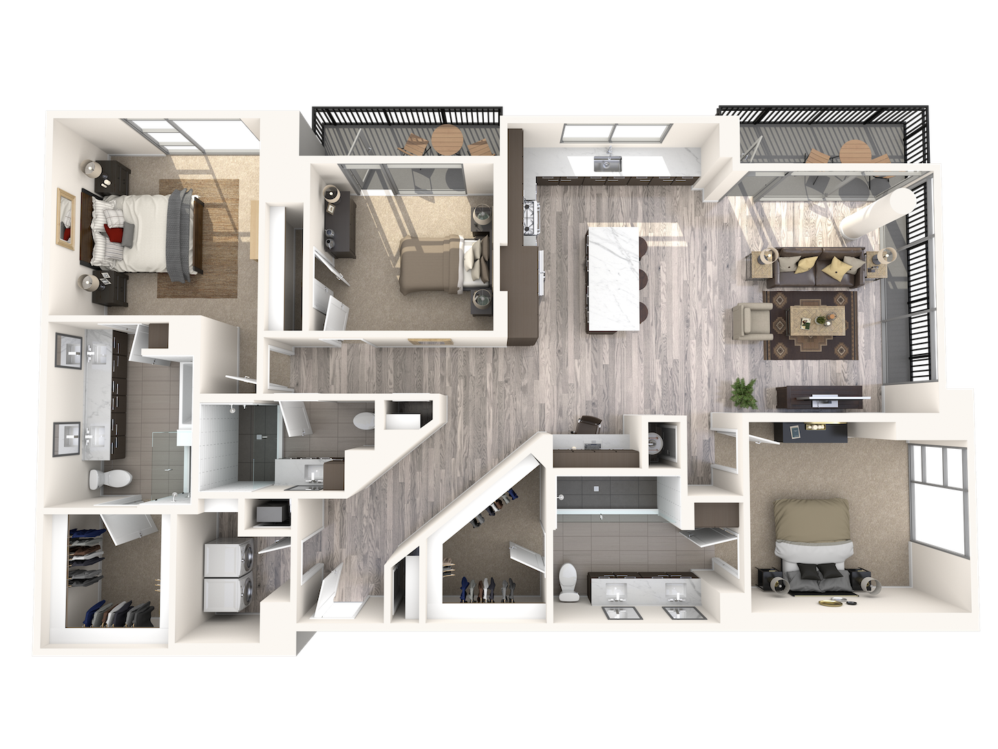 Floor plan for 3 beds, 3 baths, 1952 sqft