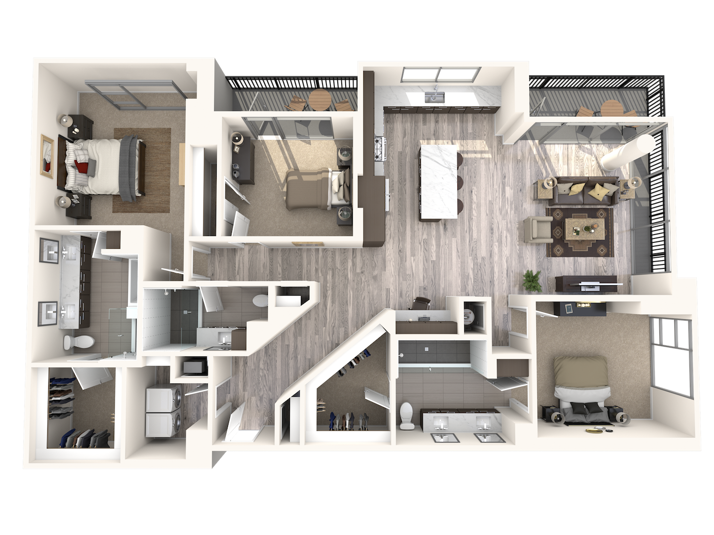 Floor plan for 3 beds, 3 baths, 2023 sqft