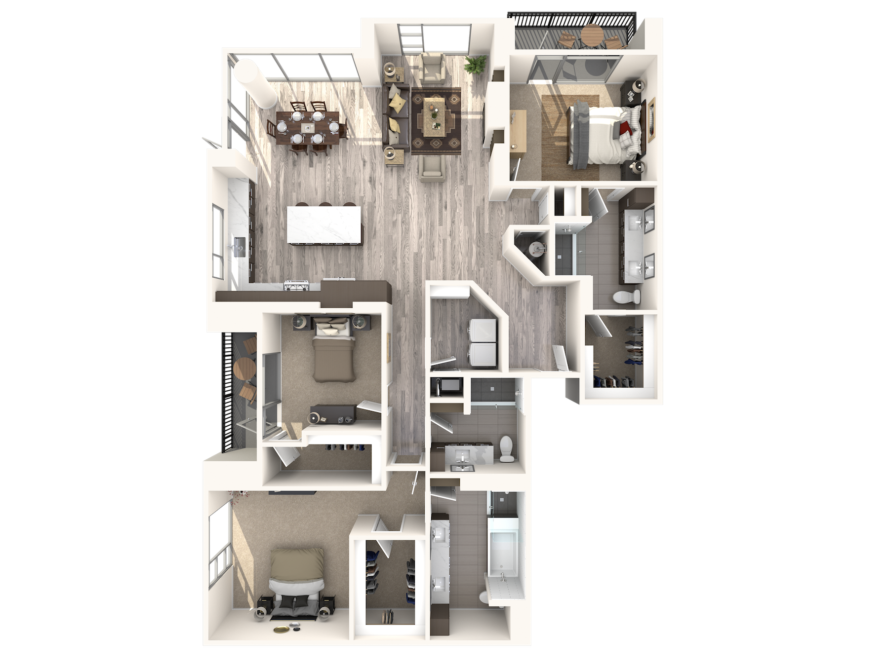 Floor plan for 3 beds, 3 baths, 2067 sqft