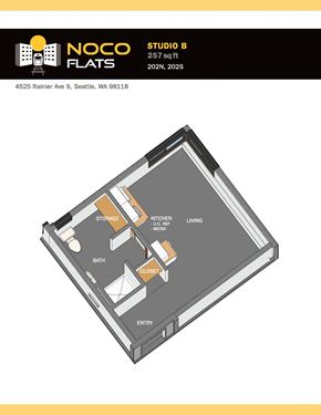 Seattle apartment for rent - a schematic of noc studio b flat screen display