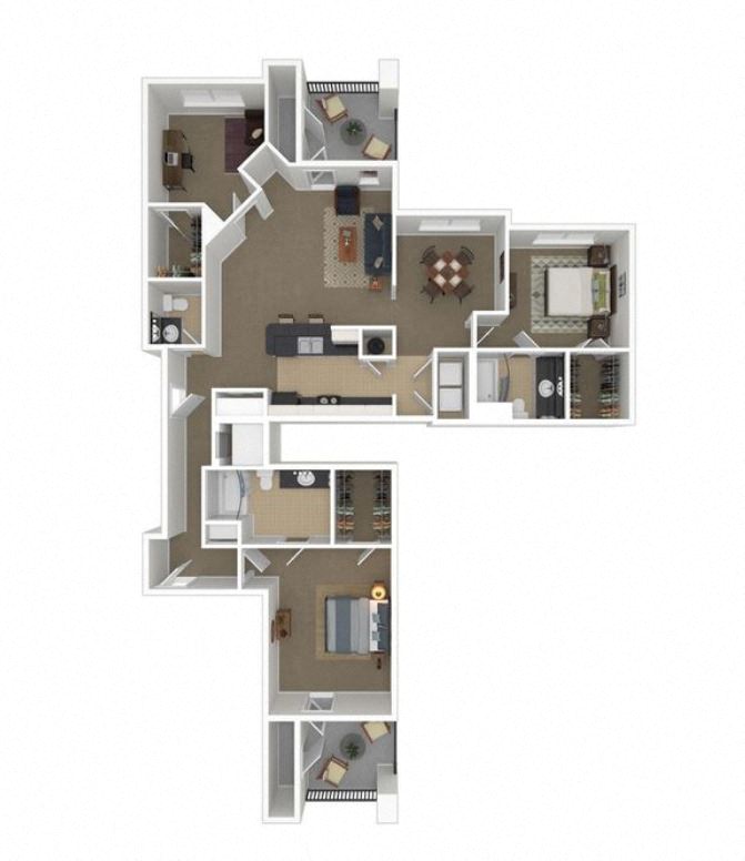 Floor plan for 3 beds, 2.5 baths, 1630 sqft