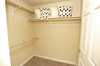 Generous walk-in closets with shelving