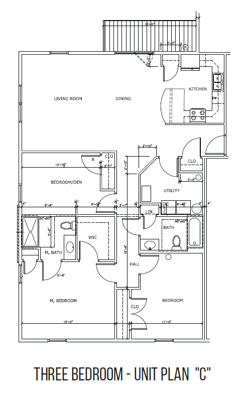 Floor plan for 3 beds, 2 baths, 1470 sqft