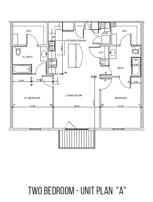 Floor plan for 2 beds, 2 baths, 1080 sqft