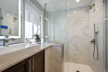 Walk-in showers at park heights by the lake apartments, chicago