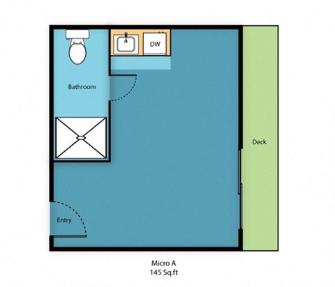 Floor plan for studio, 1 bath, 224 sqft