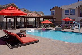 Sparks apartment for rent - Pool with lounge chairs  l Silverado Apartments in Sparks NV