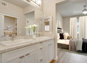 Sparks apartment for rent - Bathroom with bed view  l Silverado Apartments in Sparks NV