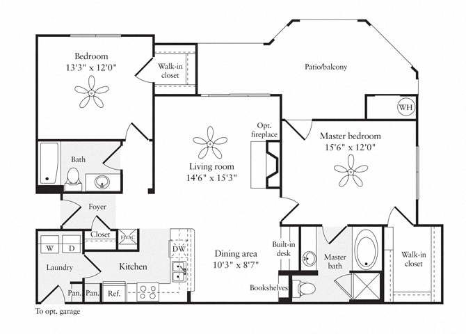 Floor plan for 2 beds, 2 baths, 1181 sqft
