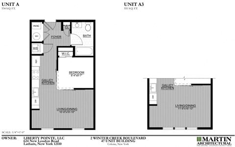 Floor plan for studio, 1 bath, 633 sqft