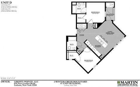 Floor plan for 2 beds, 2 baths, 1121 sqft