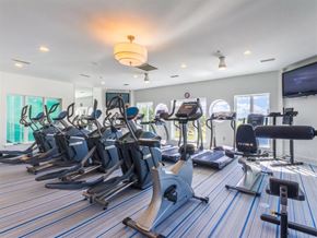 Gulf Shores apartment for rent - A gym with treadmills, exercise bikes, and a television.