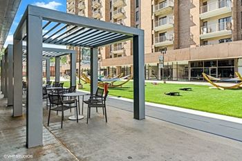 Shaded outdoor courtyard area