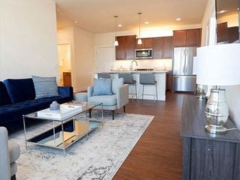 Spacious living room with comfy sofa