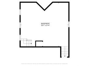 Munhall house for rent - A floor plan for a basement with a width of 23 1/2 feet and a length of 21 feet.